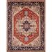 White 37 x 0.25 in Area Rug - Pasargad Serapi Hand-Knotted Wool Oriental Area Rug in Red/Navy/Cream Wool | 37 W x 0.25 D in | Wayfair