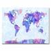 Trademark Fine Art 'Watercolor World Map IV' by Michael Tompsett Graphic Art on Canvas in Indigo/Pink | 18 H x 24 W x 2 D in | Wayfair