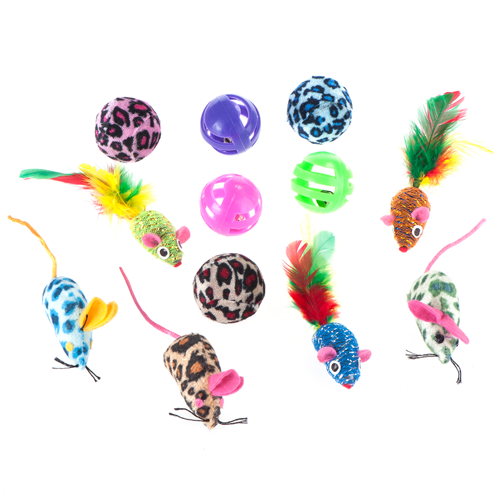 12x Cat Toy Set with Balls and Mice