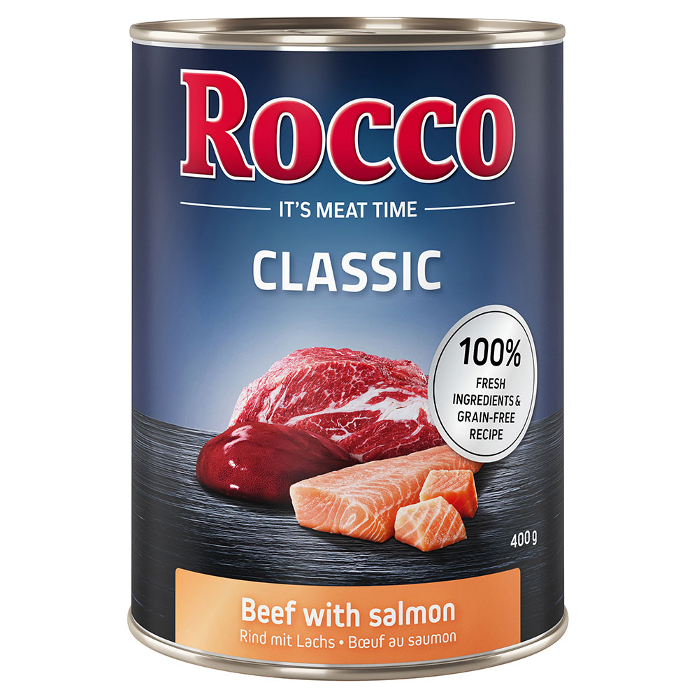 Rocco Classic 24 x 400 g Alimento umido per cani - Manzo con Salmone