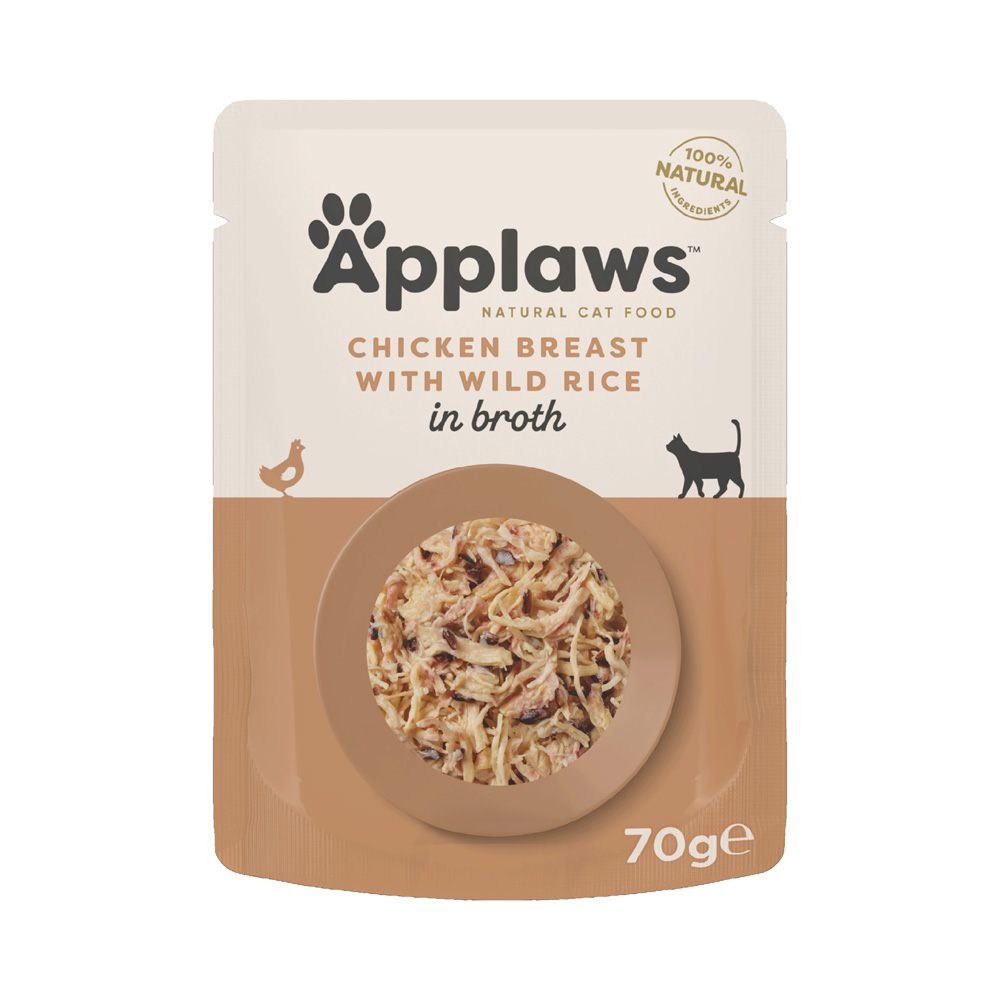 Applaws Buste in Brodo 24 x 70 g - Petto di Pollo e Riso selvatico