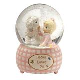 Precious Moments Jesus Loves Me Musical Water Globe Porcelain/Ceramic in Pink/White | 5.5 H x 3.5 W x 3.5 D in | Wayfair 102403