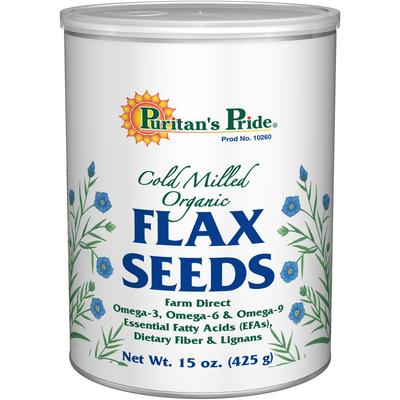 Puritan's Pride 3 Pack of Organic Cold Milled Ground Flax Seed-15 oz-Ground