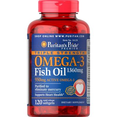 Puritan's Pride 2 Pack of Triple Strength Omega-3 Fish Oil 1360 mg-120-Softgels