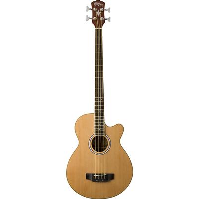 Washburn 4-String Full-Size Acoustic/Electric Bass Guitar - Natural - AB5K