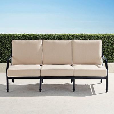 Grayson Sofa with Cushions in Black Aluminum - Standard, Sand with Natural Piping - Frontgate