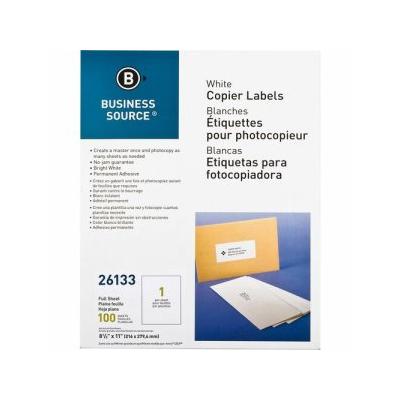 "Business Source Full Sheet Labels, 8-1/2x11, 100/Pack, White, BSN26133 | by CleanltSupply.com"