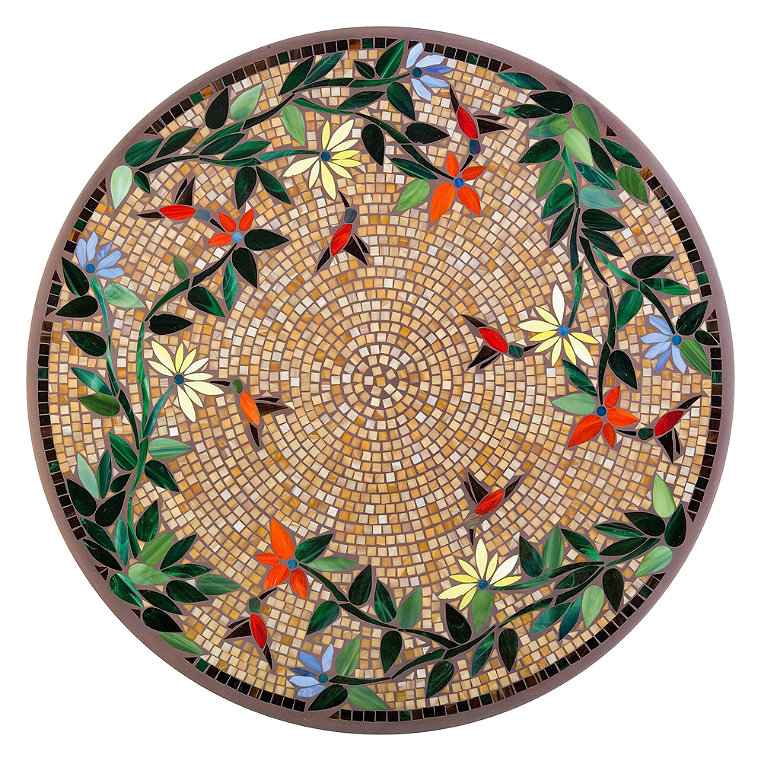 KNF Caramel Hummingbird Mosaic Table Collection - Double-Tiered Side Table, Espresso, 24" dia. - Frontgate