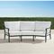 Carlisle Curved Sofa with Cushions in Onyx Aluminum - Standard, Rumor Slate with Rumor Vanilla Piping - Frontgate