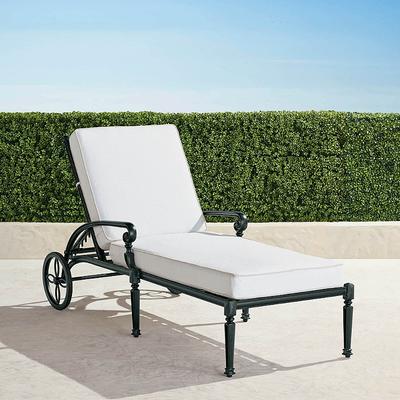 Carlisle Chaise Lounge with Cushions in Onyx Aluminum - Standard, Rain Sand - Frontgate