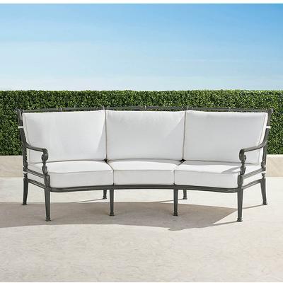 Carlisle Curved Sofa with Cushions in Slate Aluminum - Standard, Rain Cobalt - Frontgate