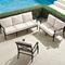 Carlisle 3-pc. Sofa Set in Onyx Aluminum - Standard, Rumor Vanilla with Dupione Sand Piping - Frontgate