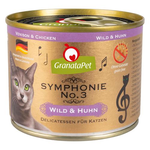 12x200g Symphonie Wild & Huhn Granatapet getreidefreies Katzenfutter nass