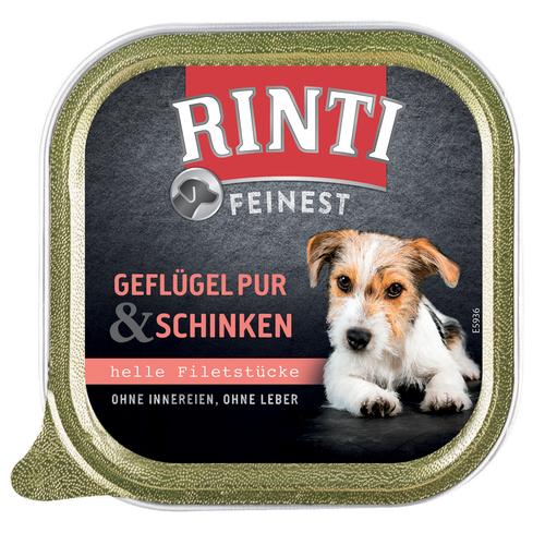 11 x 150g Feinest Geflügel & Schinken RINTI Hundefutter nass