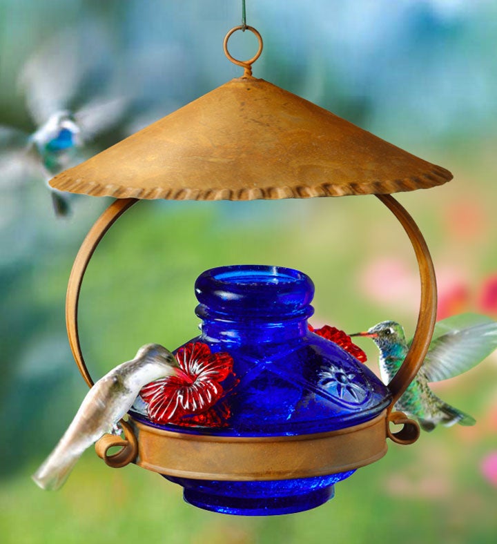 1-800-Flowers Home Decor Outdoor Garden Outdoor Garden Decor Delivery Lapis Blue Hummingbird Feeder | Happiness Delivered To Their Door