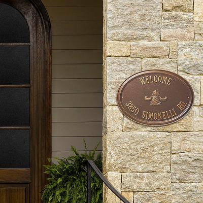 Designer Oval Wall Address Plaque - Bronze/Gold Plaque with Medallion, Standard, 1 Line - Frontgate