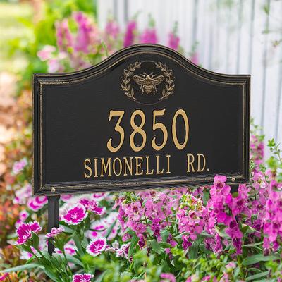 Designer Arch Lawn Address Plaque - Bronze/Gold Plaque with Pineapple, Estate, 1 Line - Frontgate