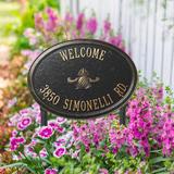 Designer Oval Lawn Address Plaque - Black/Gold Plaque with Medallion, Estate, 2 Lines - Frontgate