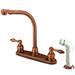 Kingston Brass Victorian Double Handle Kitchen Faucet w/ Side Spray, Copper in Brown | Wayfair KB716AL