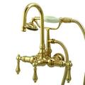 Kingston Brass Vintage Triple Handle Wall Mounted Clawfoot Tub Faucet w/ Handshower, Ceramic in Yellow | 12.56 H in | Wayfair CC7T2