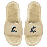 Men's ISlide Tan Miami Marlins Dune Faux Fur Slide Sandals