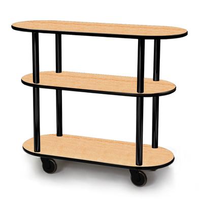 Geneva 36200-03 Oval 3 Shelf Laminate Table Side Service Cart with Maple Finish - 16" x 42 3/8" x 35 1/4"