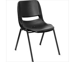 HERCULES 880 lb. Capacity Black Ergonomic Shell Stack Chair - RUT-EO1-BK-GG