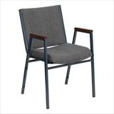 HERCULES Heavy Duty, 3'' Thickly Padded, Gray Upholstered Stack Chair with Arms - XU-60154-GY-GG screenshot. Chairs directory of Office Furniture.