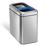 simplehuman 20 Liter Dual Compartment Slim Open Trash & Recycling Can Trash Can Stainless Steel in Gray | 15.2 H x 16.7 W x 8.7 D in | Wayfair