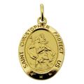 Solid 9ct Yellow Gold 21mm x 16mm Oval Satin St Christopher Pendant Medal In Gift Box