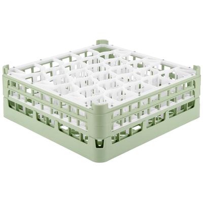 Vollrath 52817 Signature Lemon Drop Full-Size Light Green 30-Compartment 6 1/4" Tall Plus Glass Rack
