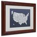 Trademark Fine Art 'USA States Text Map' Framed Textual Art Print on Canvas Canvas, Wood | 11 H x 14 W x 0.5 D in | Wayfair MT0233-W1114MF