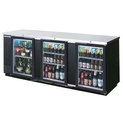 Beverage Air BB94GF-1-B-LED 94" Black Food Rated Glass Door Back Bar Cooler with Three Doors - Cu. Ft.