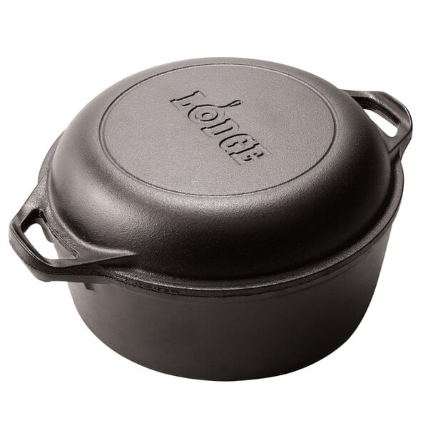 Lodge L8DD3 5 Qt. Pre-Seasoned Cast Iron Double Dutch Oven