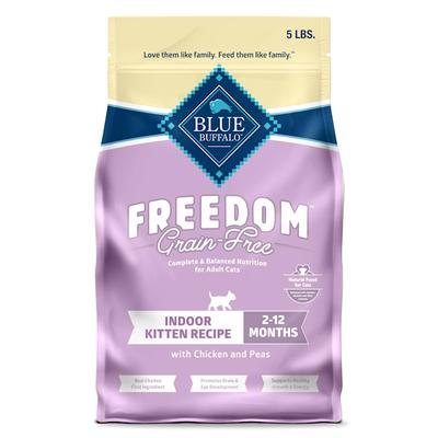 Blue Buffalo Freedom Grain-Free, Chicken Recipe, Indoor Dry Kitten Food with DHA, 5 lbs.