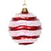 Vickerman 338346 - 8" Red / White Candy Glitter Wave Ball Christmas Tree Ornament (M132173)