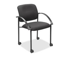 Lorell Guest Chair with Arms - Steel Black Frame - 23.5 x 23.5 x 33.0 - Black Seat