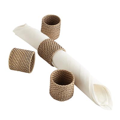 Set of 4 Piper Woven Napkin Rings - Washed Taupe - Ballard Designs