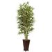 Nearly Natural 6 ft. Bamboo Silk Tree with Decorative Planter