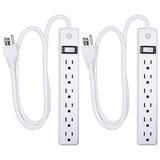 GE 6 Outlet Surge Protector 3ft. 450J White 2 Pack â€“ 14709