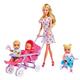 Simba 105736350 - Steffi Love Baby World Puppe, mit 3 Babys, Bett, Kinderwagen, Hochstuhl, Babyschale und viel Zubehör, 29cm, ab 3 Jahre