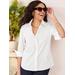 Draper's & Damon's Women's Foxcroft Wrinkle-Free Solid 3/4 Sleeve Shirt - White - 14 - Misses