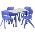 Flash Furniture Goddard 21.875"W x 26.625"L Rectangular Plastic Height Adjustable Activity Table Set w/ 4 Chairs Laminate/Metal in Blue | Wayfair