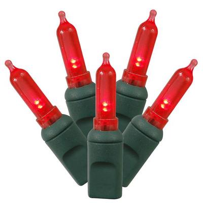 Vickerman 36100 - 100 Light 34' Green Wire Red Italian LED Miniature Christmas Light String Set with 4" Spacing (X4G7103)