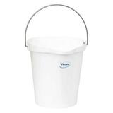 VIKAN 56865 3 gal. Round Hygienic Bucket, 12-3/4" H, 12 4/5 in Dia, White,