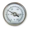 ZORO SELECT 1NFW6 Bimetal Thermom, 2 In Dial, 0 to 250F, Window Material: Glass