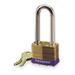 MASTER LOCK 2LJ Padlock, Keyed Different, Long Shackle, Rectangular Brass Body,