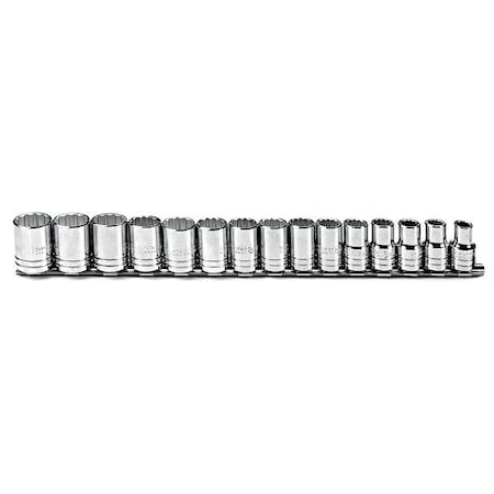 PROTO J54206 1/2" Drive Socket Set Metric 15 Pieces 10 mm to 24 mm , Full Polish