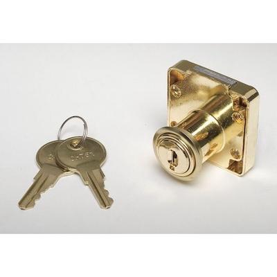 ZORO SELECT 1XRY2 Cabinet and Drawer Dead Bolt Locks, Brass, 7/8" For Door