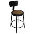 ZORO SELECT 5NWH5 Round Stool with Backrest, Height 24" to 33"Black